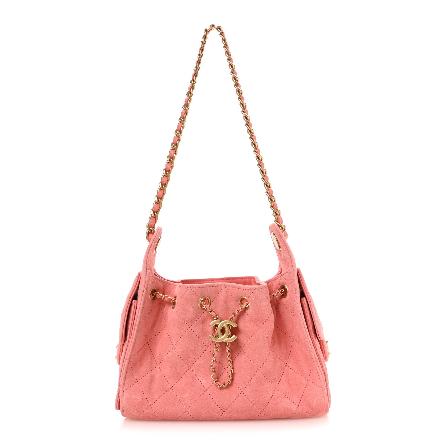 Chanel Suede Quilted Mini Chanel 25 Handbag Pink
