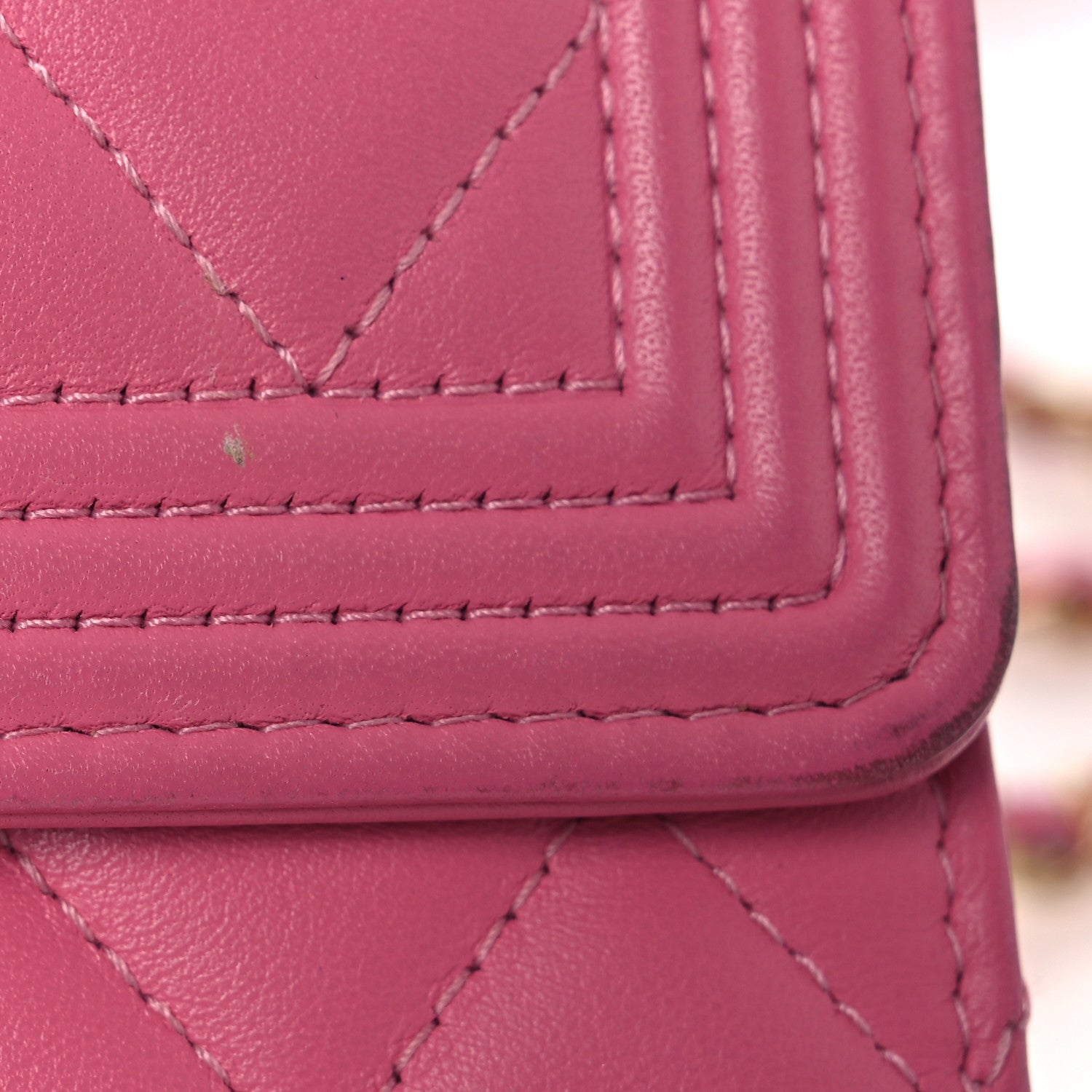 Chanel Lambskin Quilted Boy Square Wallet on Chain WOC Pink