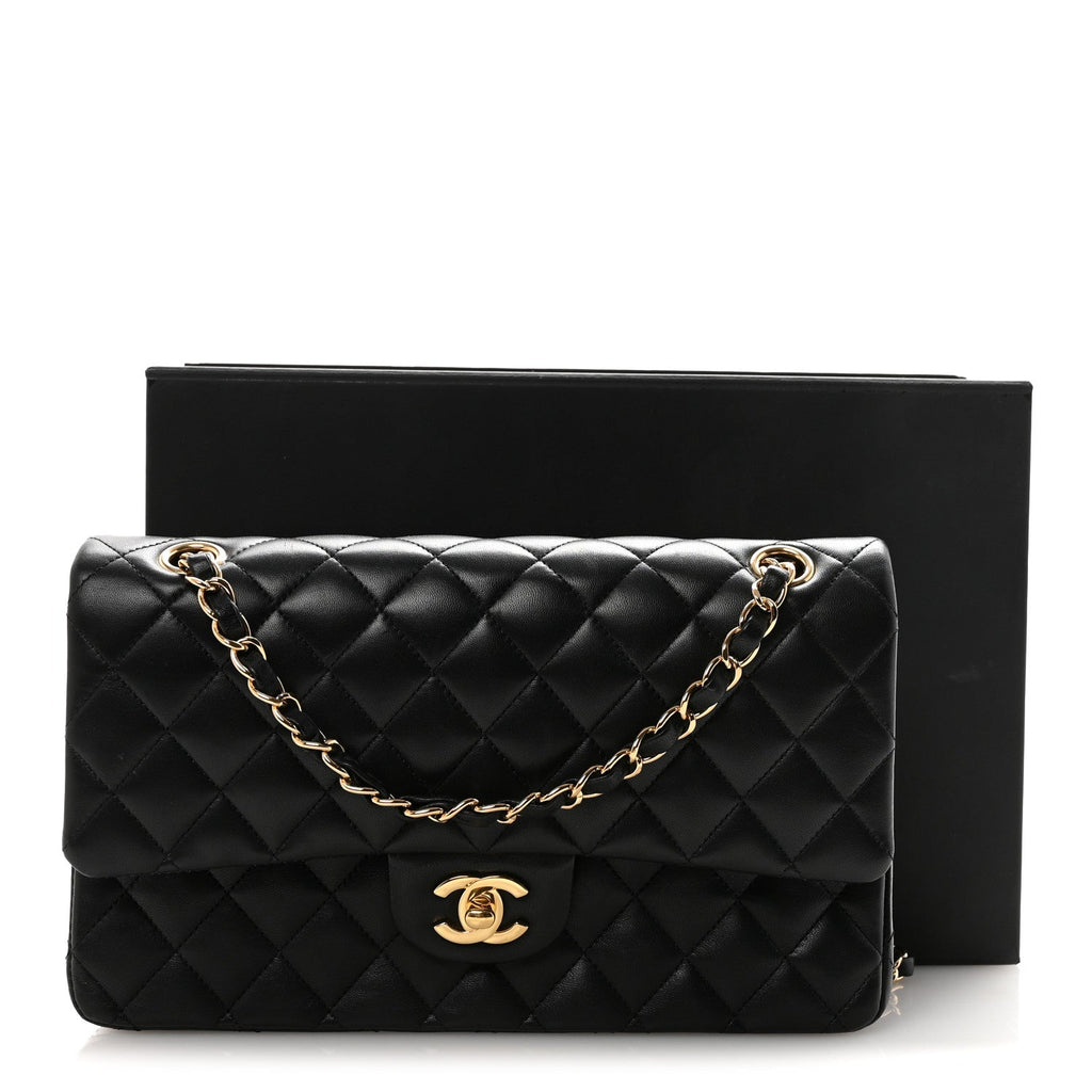 Chanel Lambskin Quilted Medium Double Flap Black