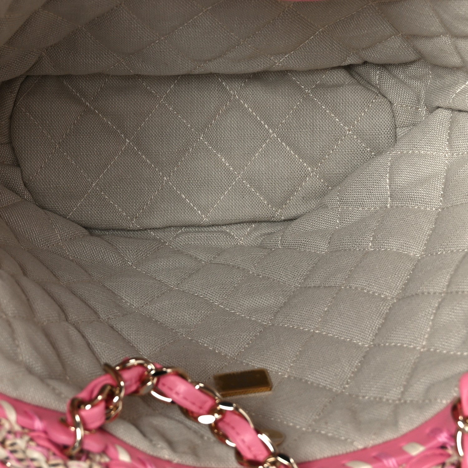 Chanel Mixed Fibers Calfskin Crochet Small Shopping Bag Beige Pink
