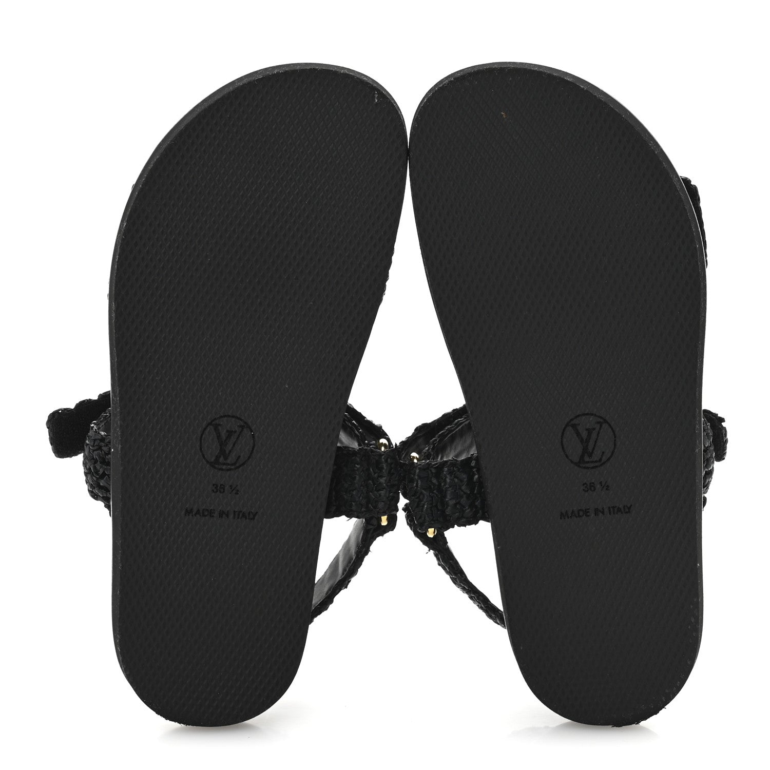 Louis Vuitton Raffia Sunset Comfort Flat Sandals 36.5 Black