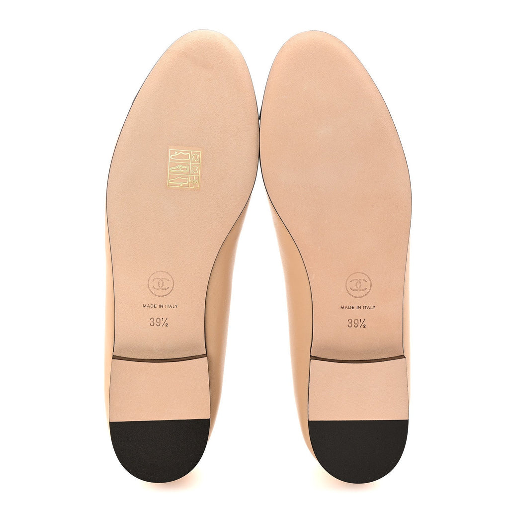 Lambskin Cap Toe CC Ballerina Flats 39.5 Beige Black