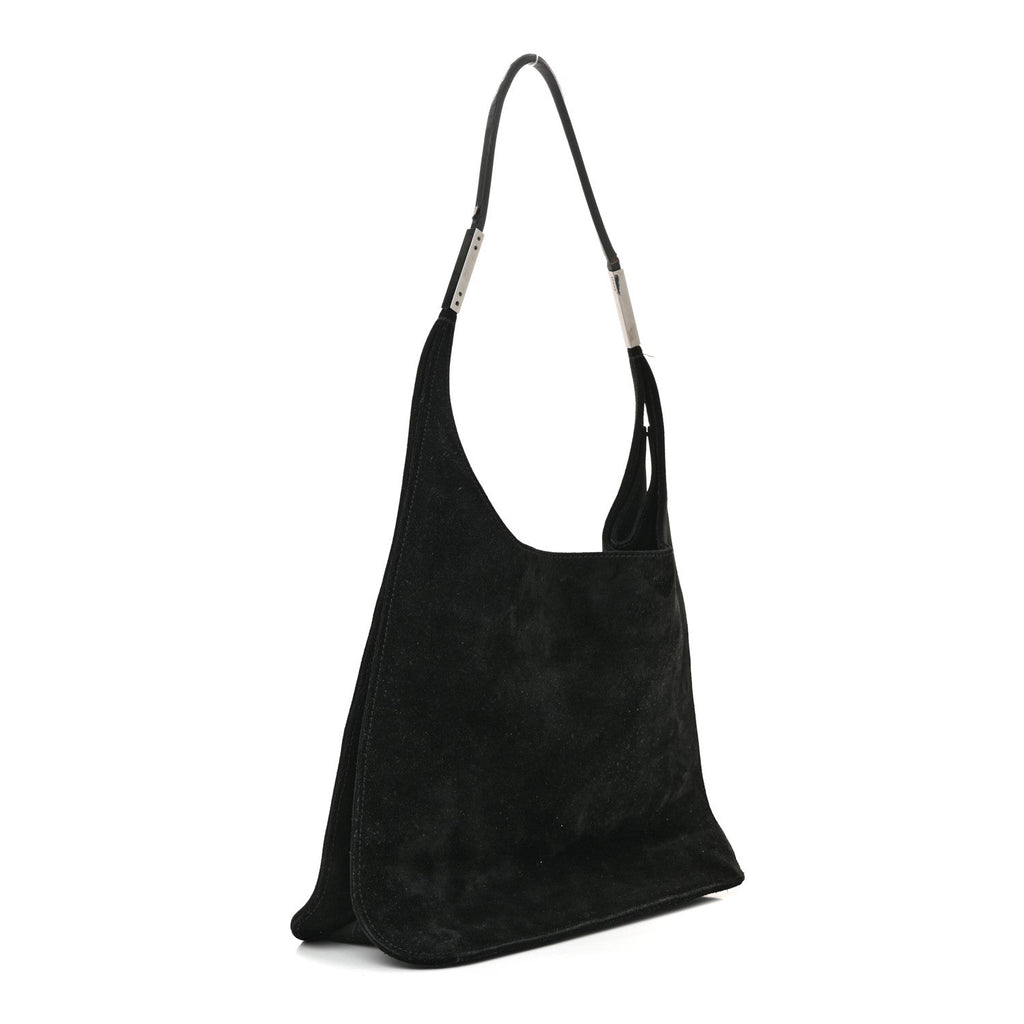 Gucci Suede Logo Shoulder Bag Black