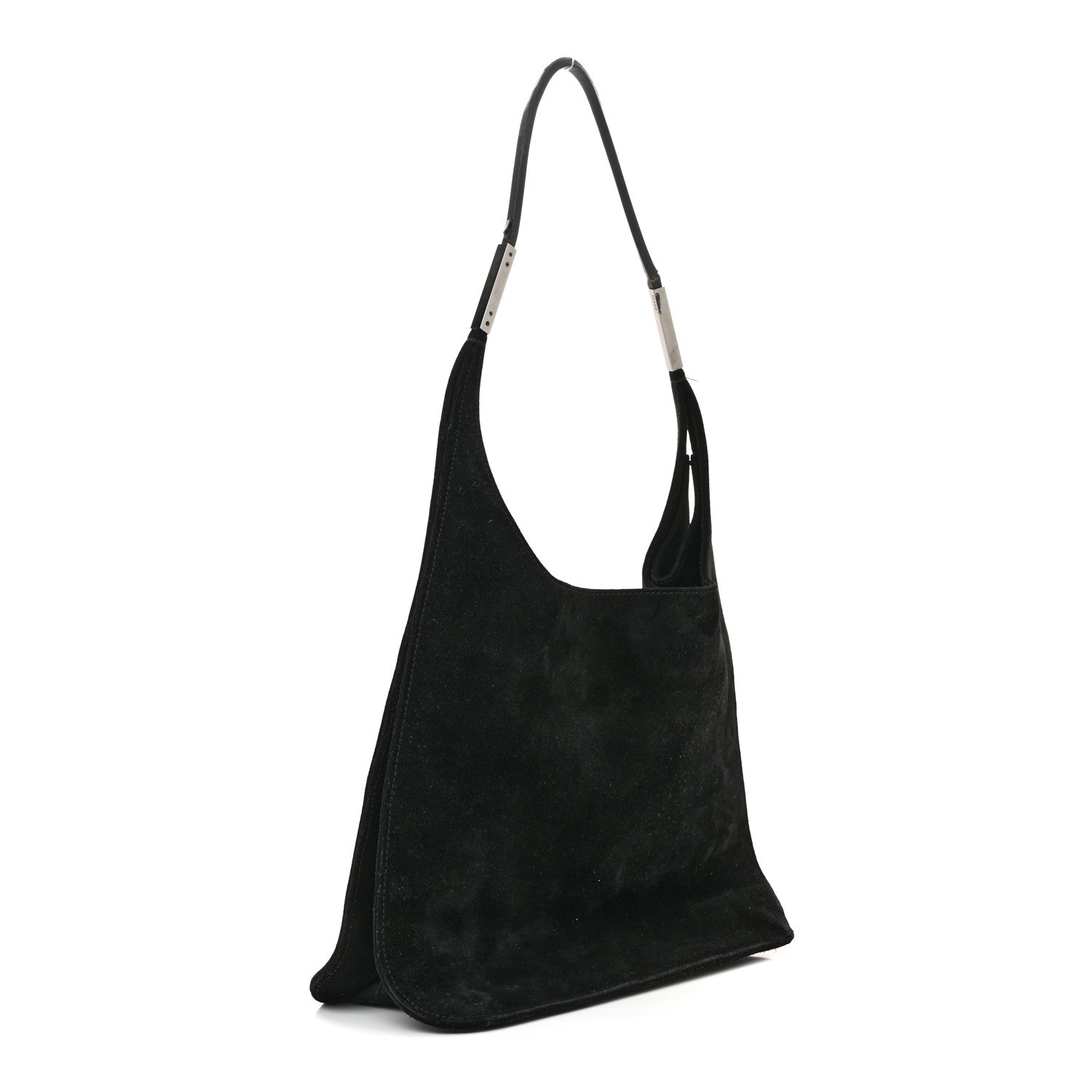 Gucci Suede Logo Shoulder Bag Black