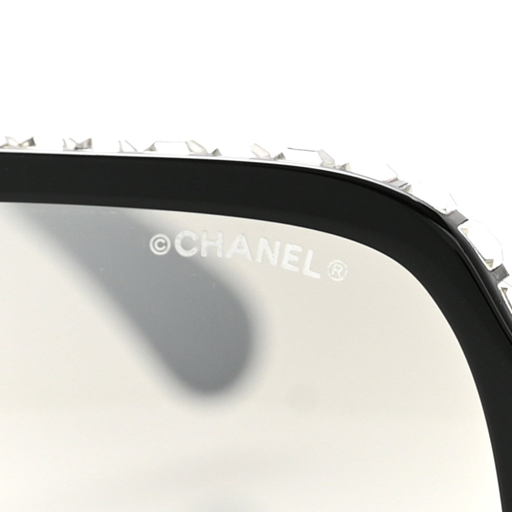 Acetate Crystal CC Shield Sunglasses 71431A Black Grey