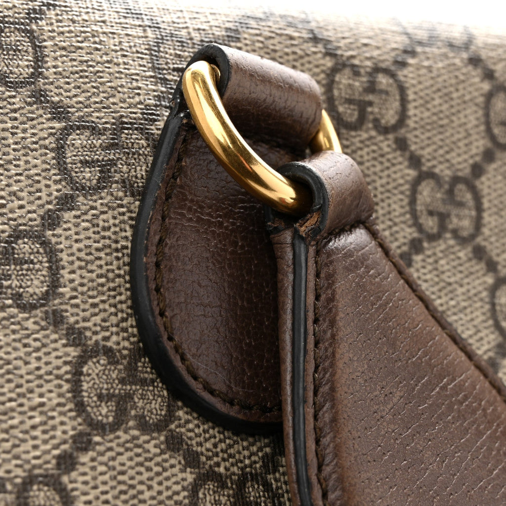 Gucci GG Supreme Monogram Web Medium Neo Vintage Flap Messenger Bag Beige New Acero