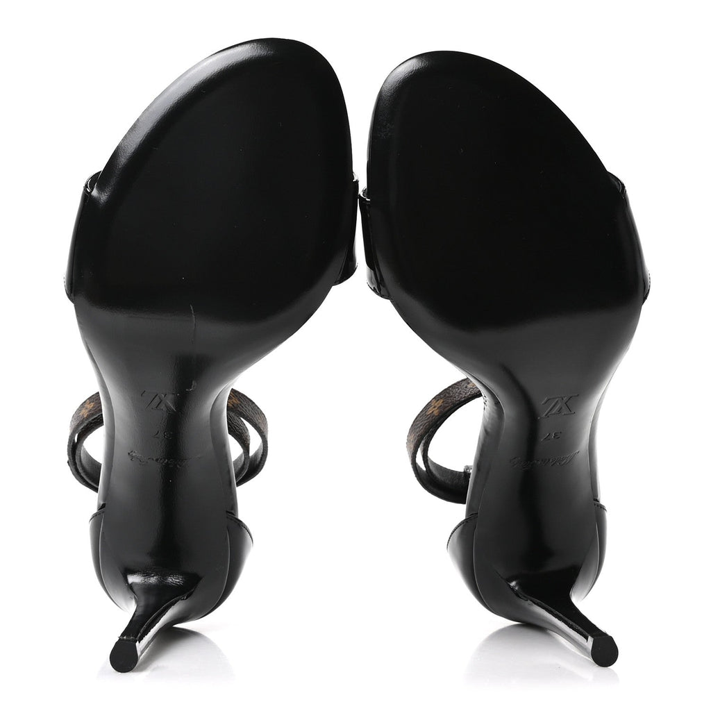 Louis Vuitton Patent Monogram Call Back Sandals 37 Black