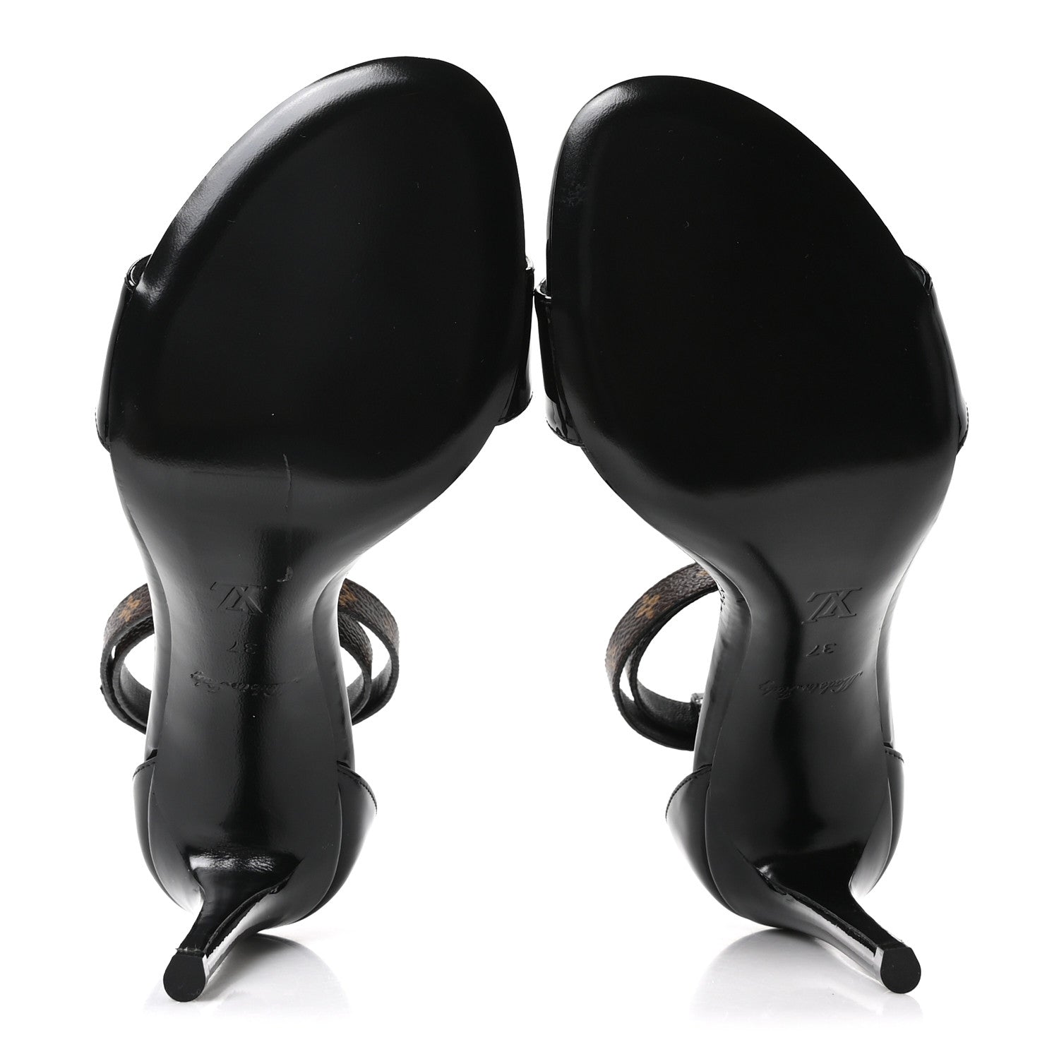 Louis Vuitton Patent Monogram Call Back Sandals 37 Black
