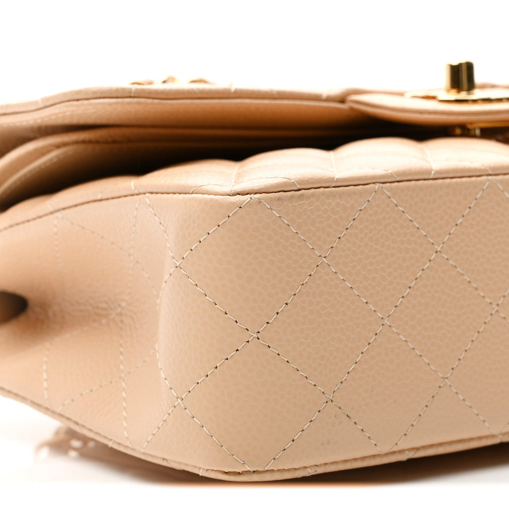 Chanel Caviar Quilted Small Double Flap Beige