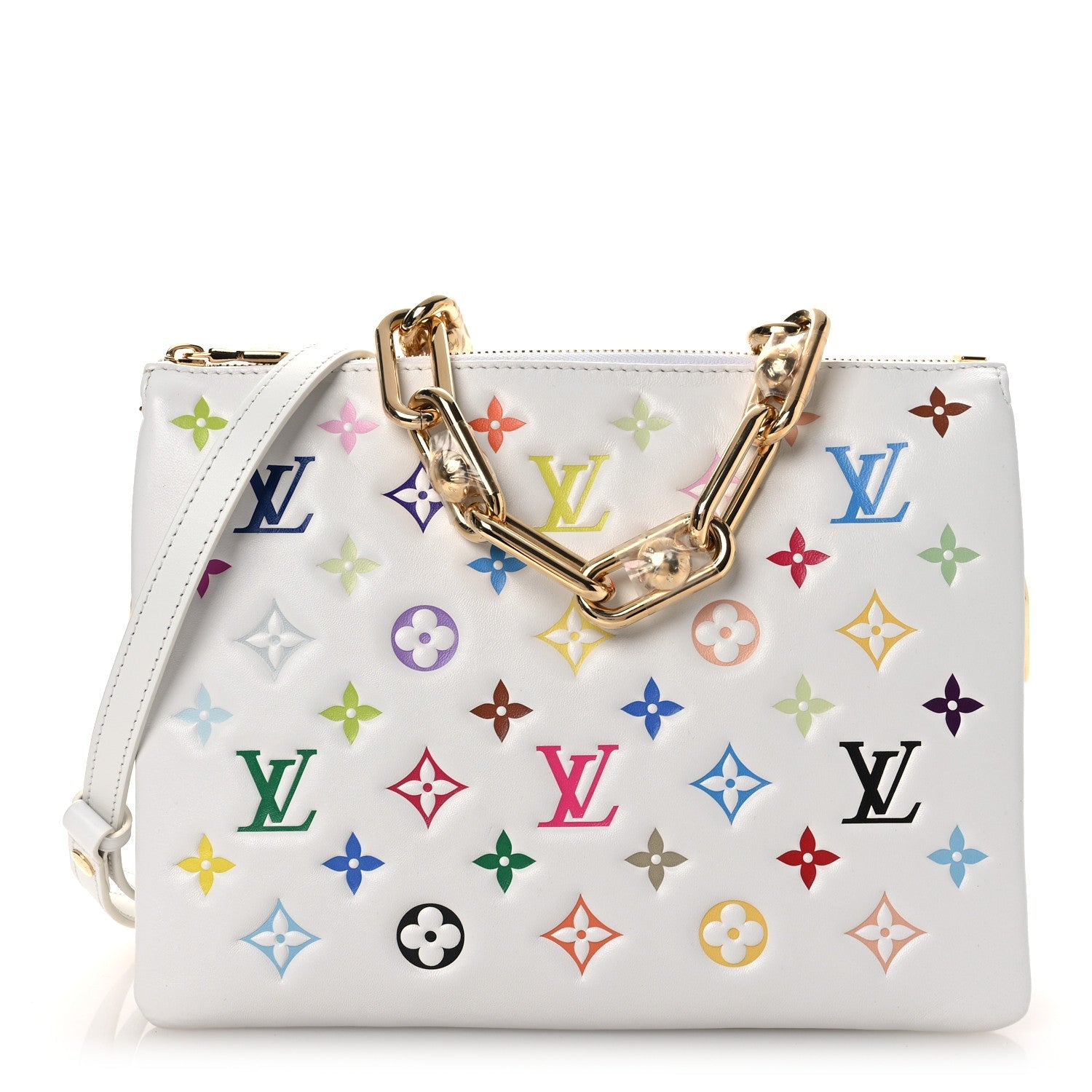 Louis Vuitton LV x TM Lambskin Embossed Monogram Coussin PM White Multicolor