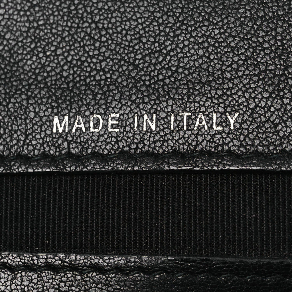 Grained Calfskin Quilted CC Box Pouch Black