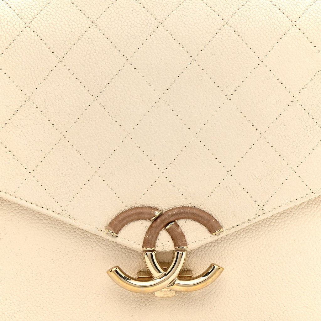 Chanel Grained Calfskin Quilted Small Cuba Top Handle Flap White