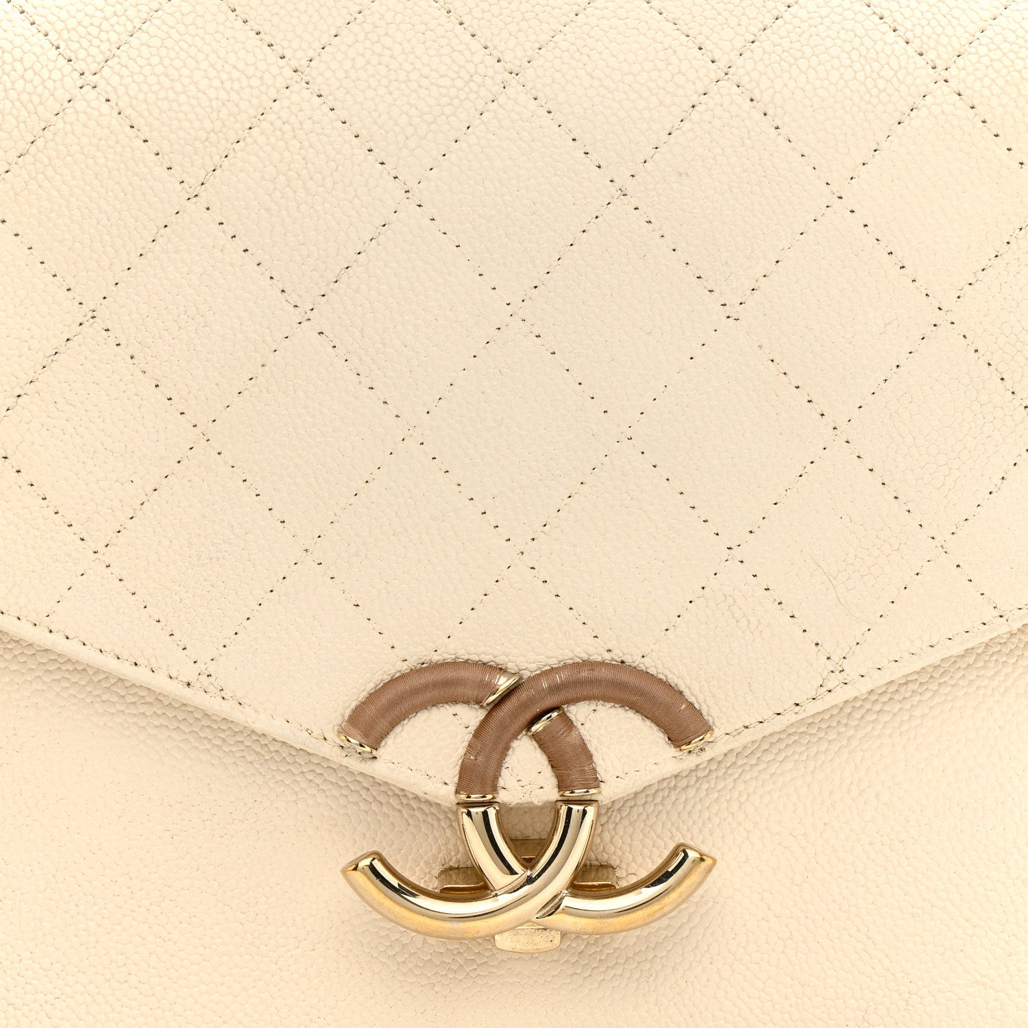 Chanel Grained Calfskin Quilted Small Cuba Top Handle Flap White
