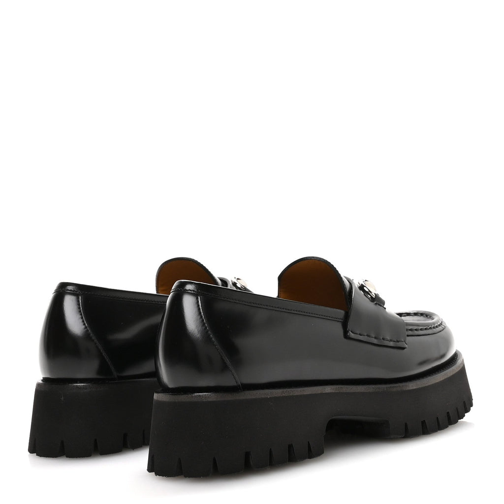 Gucci Cordovan Lux Womens Horsebit 45mm Platform Loafers 39.5 Black