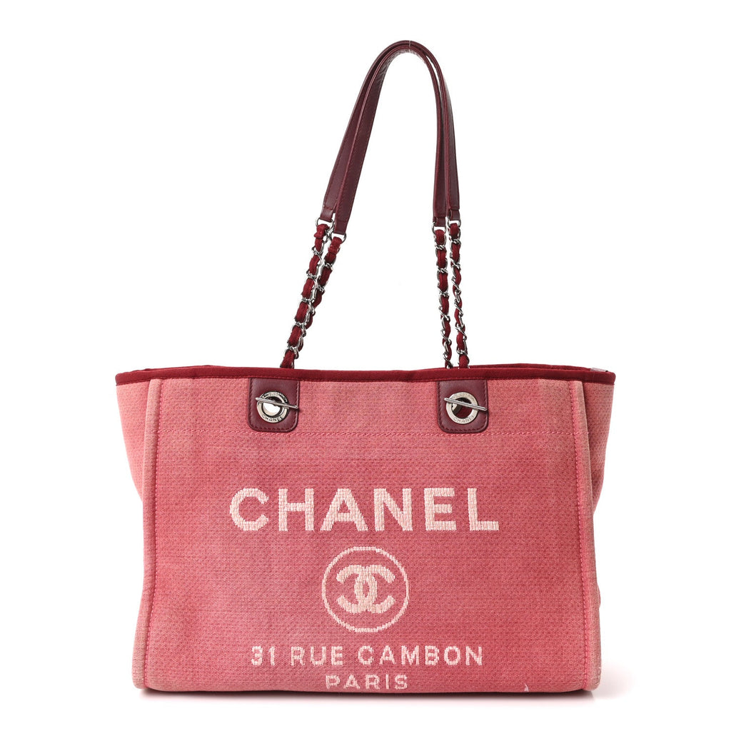 Chanel Canvas Small Deauville Tote Red