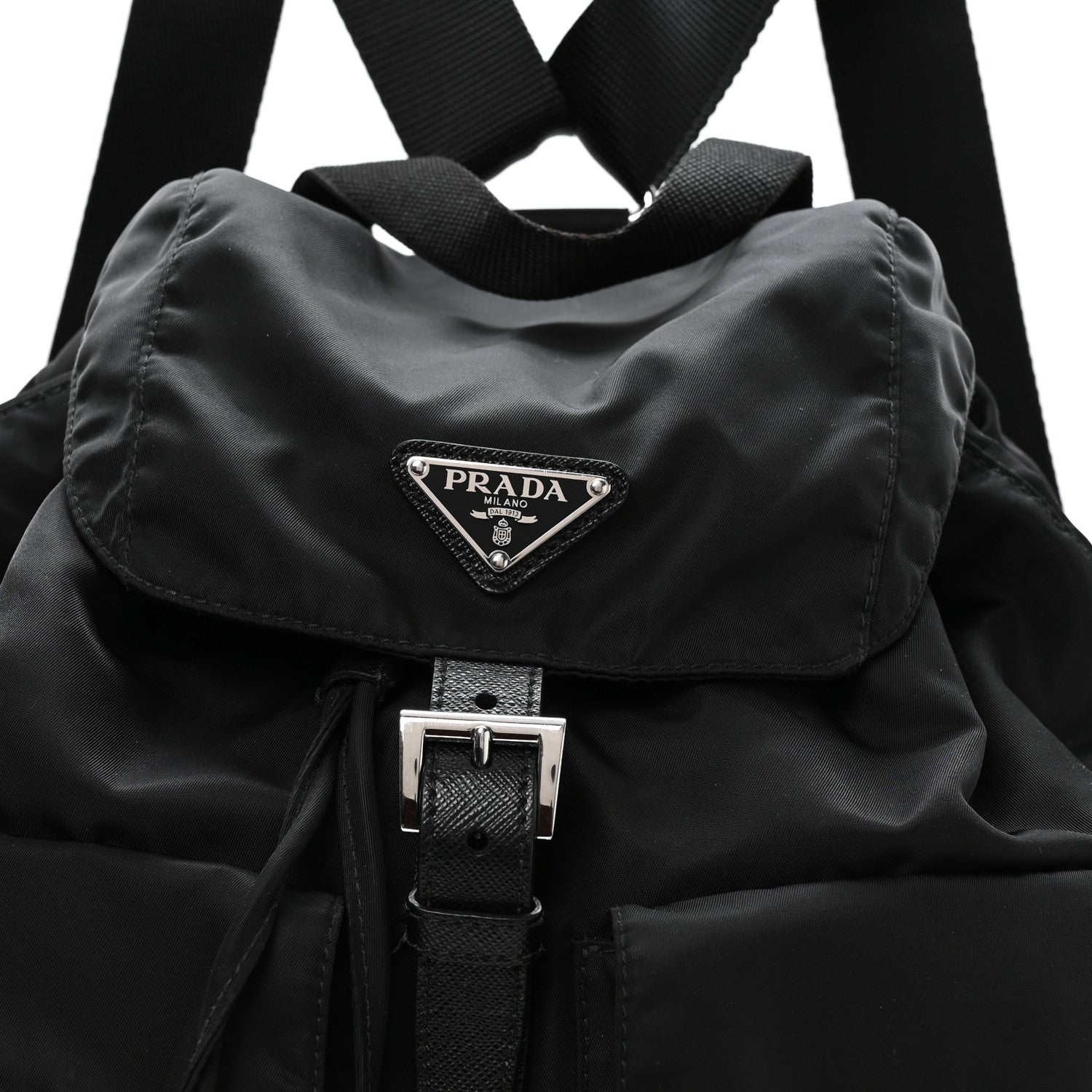 Prada Re-Nylon Vela Saffiano Medium Backpack Black