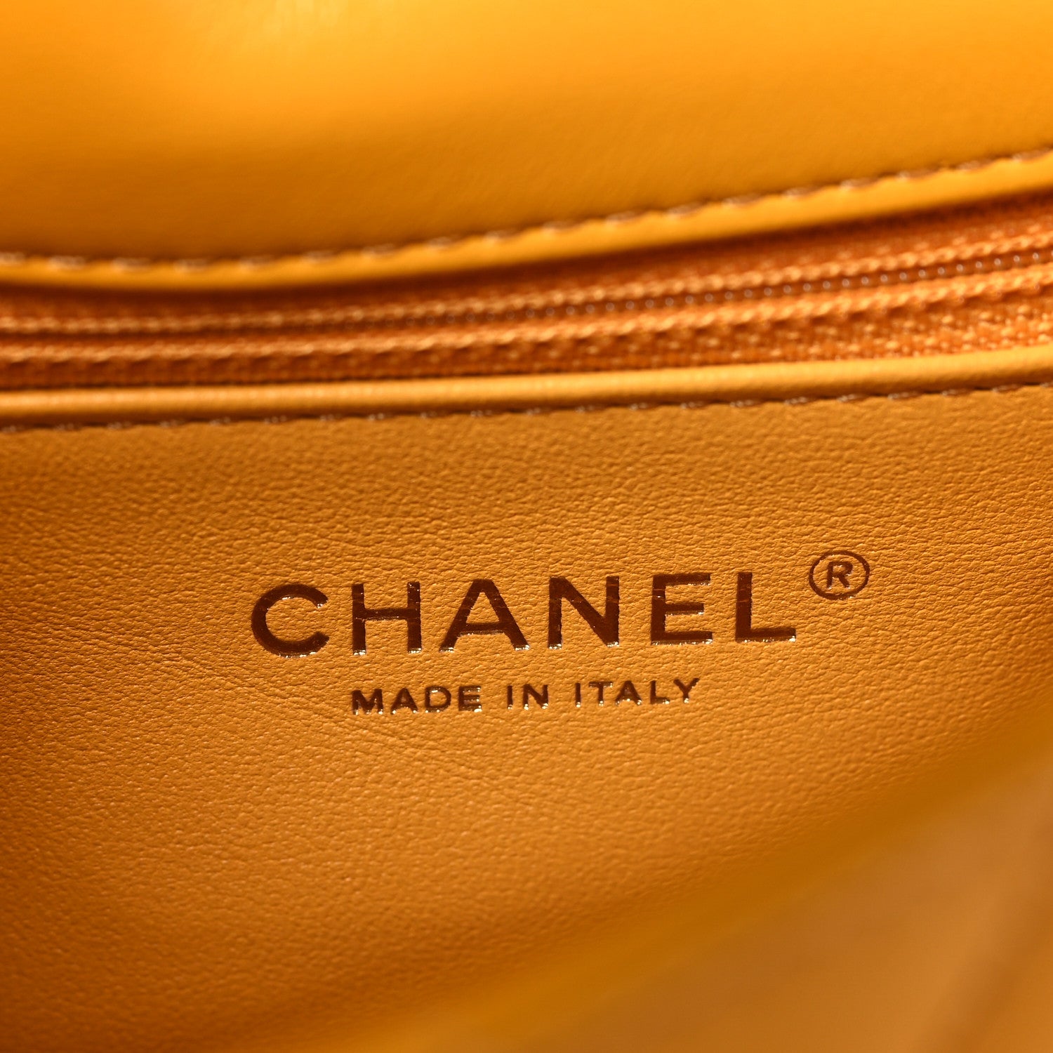 Chanel Shiny Lambskin Quilted Golden Links Top Handle Flap Yellow