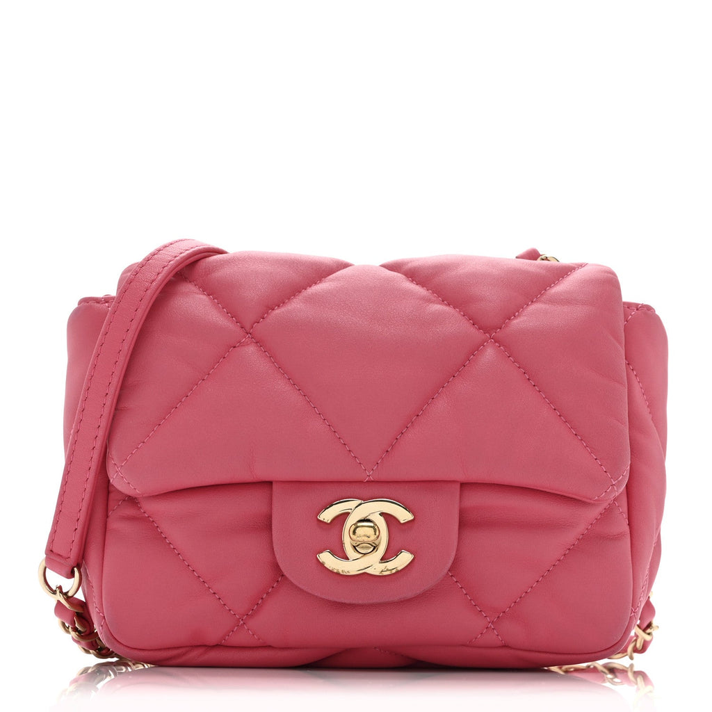 Chanel Calfskin Quilted Mini Square Bubbly Flap Pink