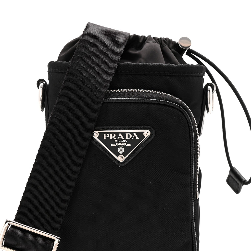 Prada Tessuto Nylon Saffiano Phone Case Crossbody Black