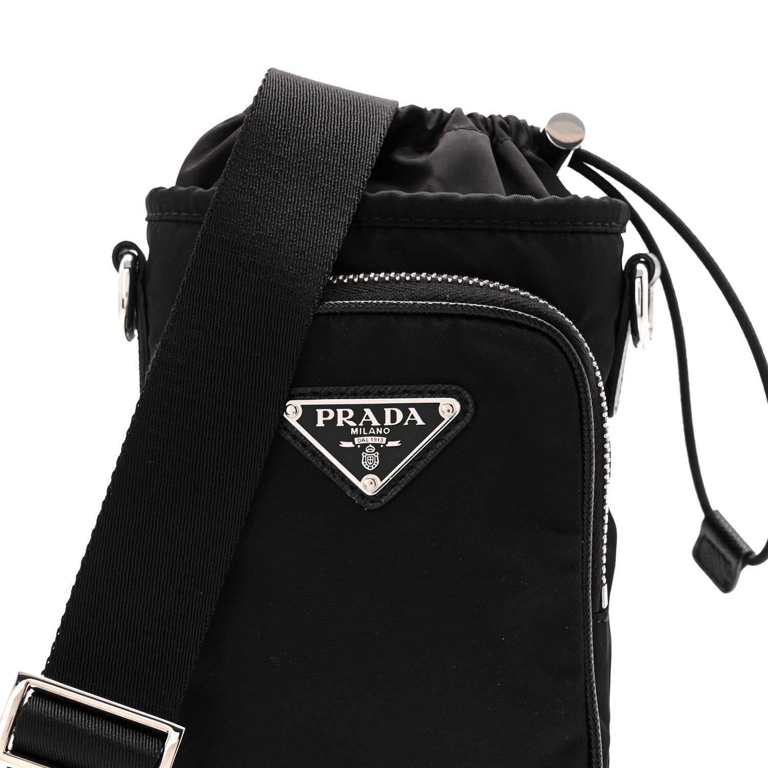 Prada Tessuto Nylon Saffiano Phone Case Crossbody Black