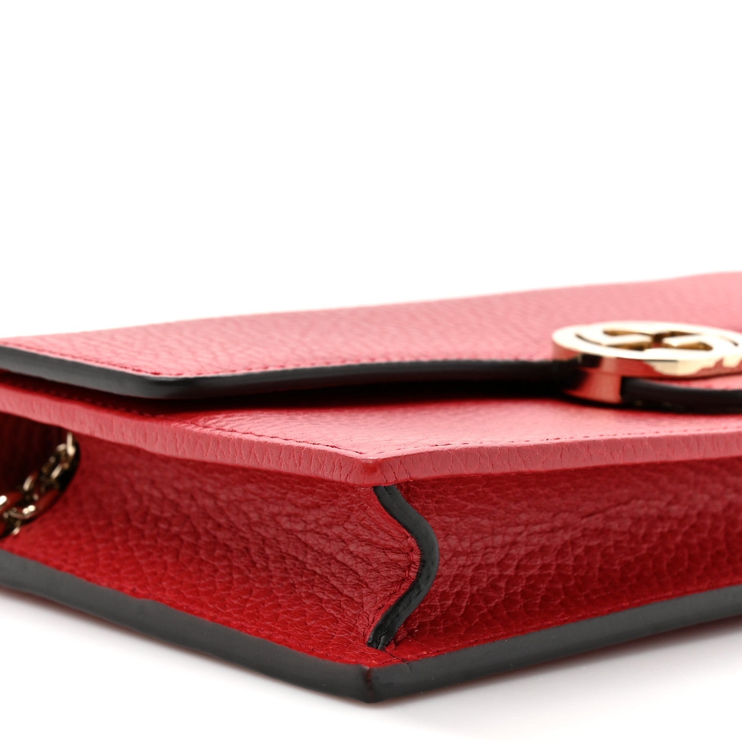 Gucci Dollar Calfskin Interlocking G Chain Wallet Red