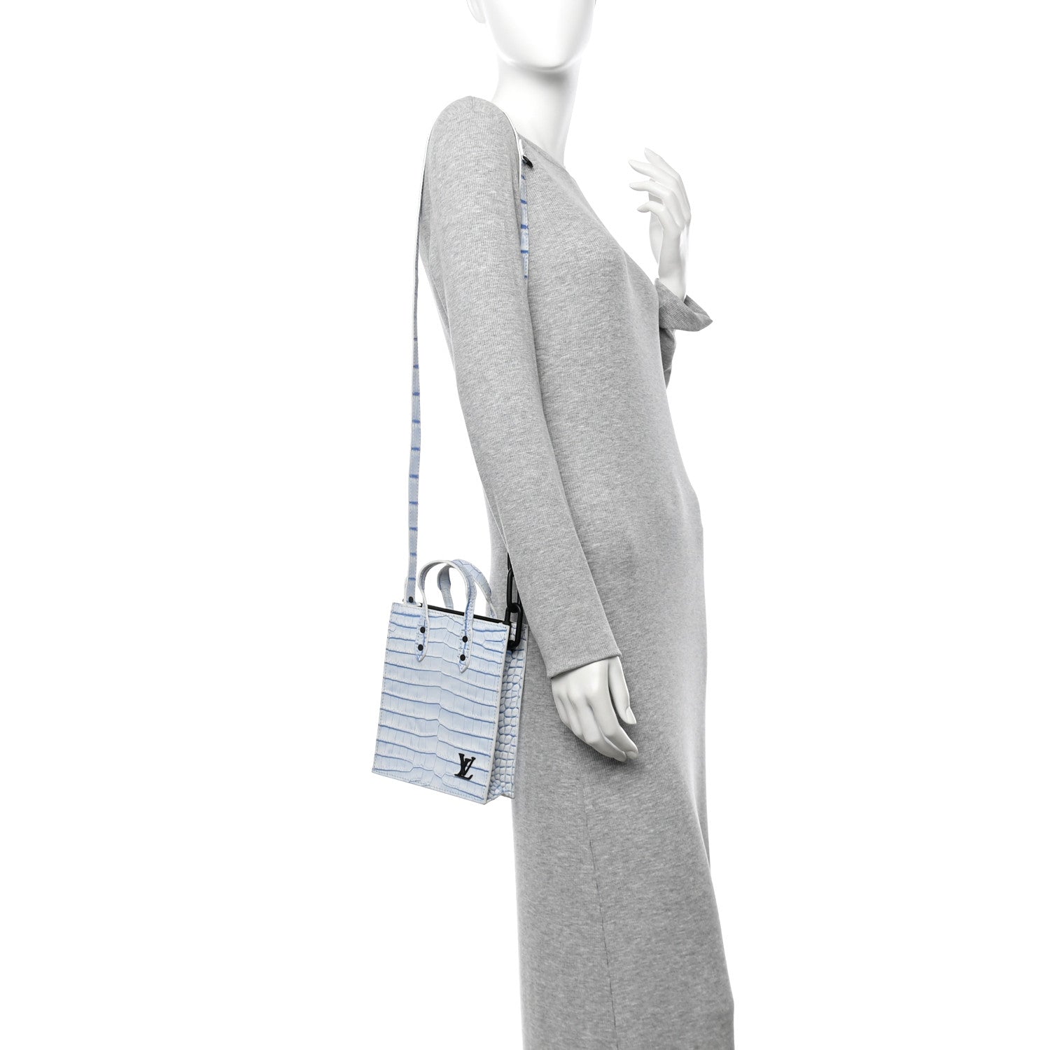 Louis Vuitton Crocodile Niloticus Sac Plat XS Mat Meringue White Blue