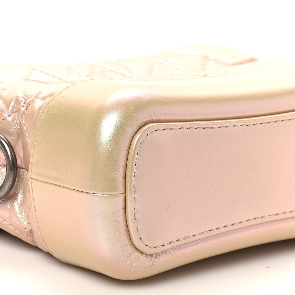 Chanel Iridescent Aged Calfskin Quilted Small Gabrielle Hobo Light Pink