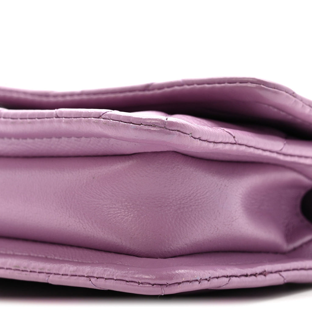Chanel Shiny Lambskin Quilted Extra Mini Flap Purple