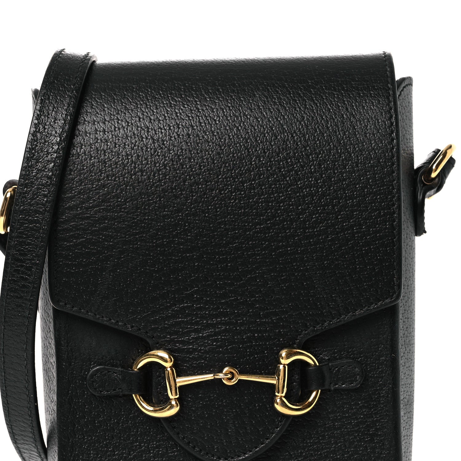 Gucci Dollar Calfskin Vertical Horsebit 1955 Crossbody Bag Black