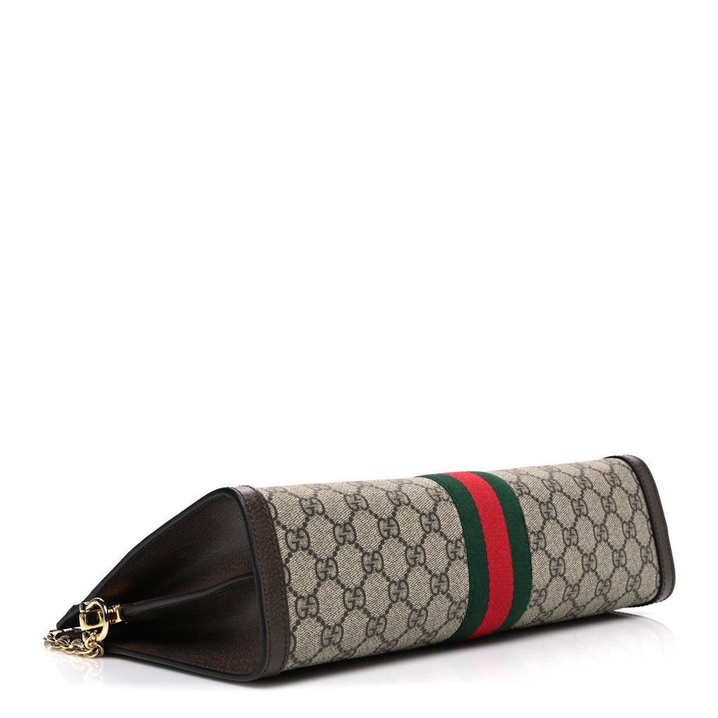 Gucci GG Supreme Monogram Web Medium Ophidia Chain Shoulder Bag Brown