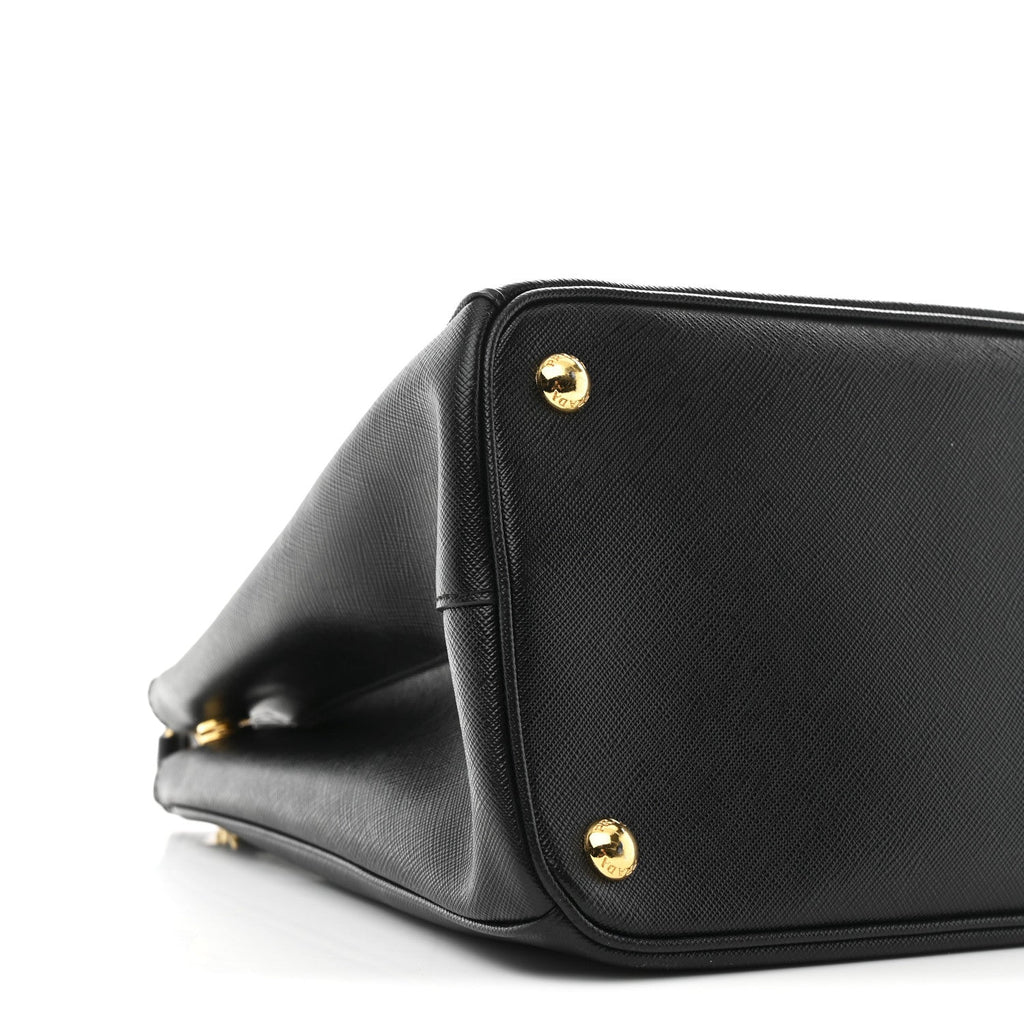 Prada Saffiano Lux Medium Galleria Double Zip Black Black