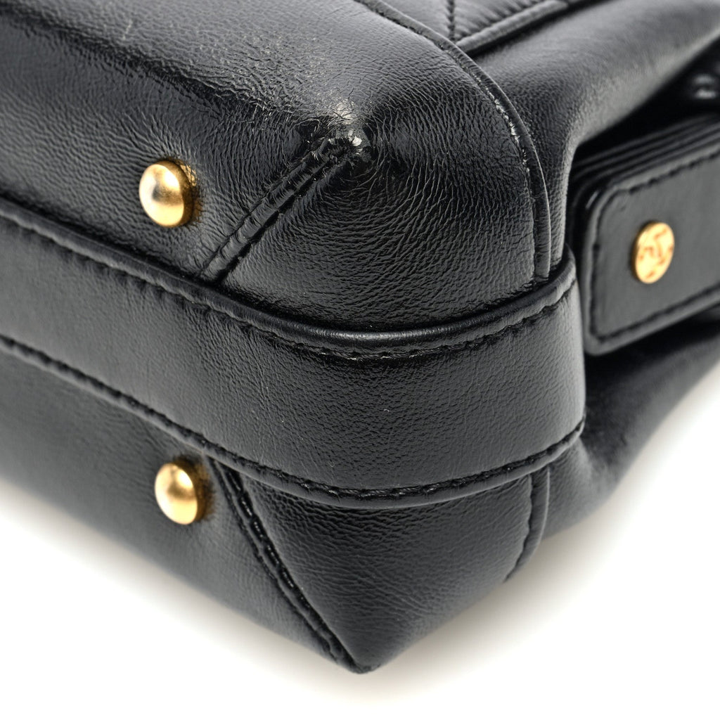 Chanel Shiny Lambskin Quilted Mini Cocodoc Top Handle Bag Black