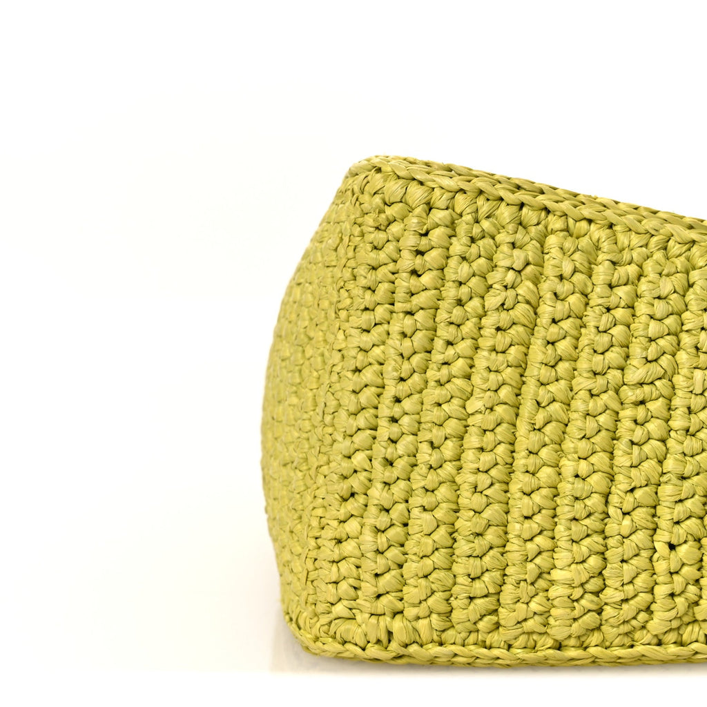 Prada Yarn Raffia Effect Crochet Triangle Shoulder Bag Giallo