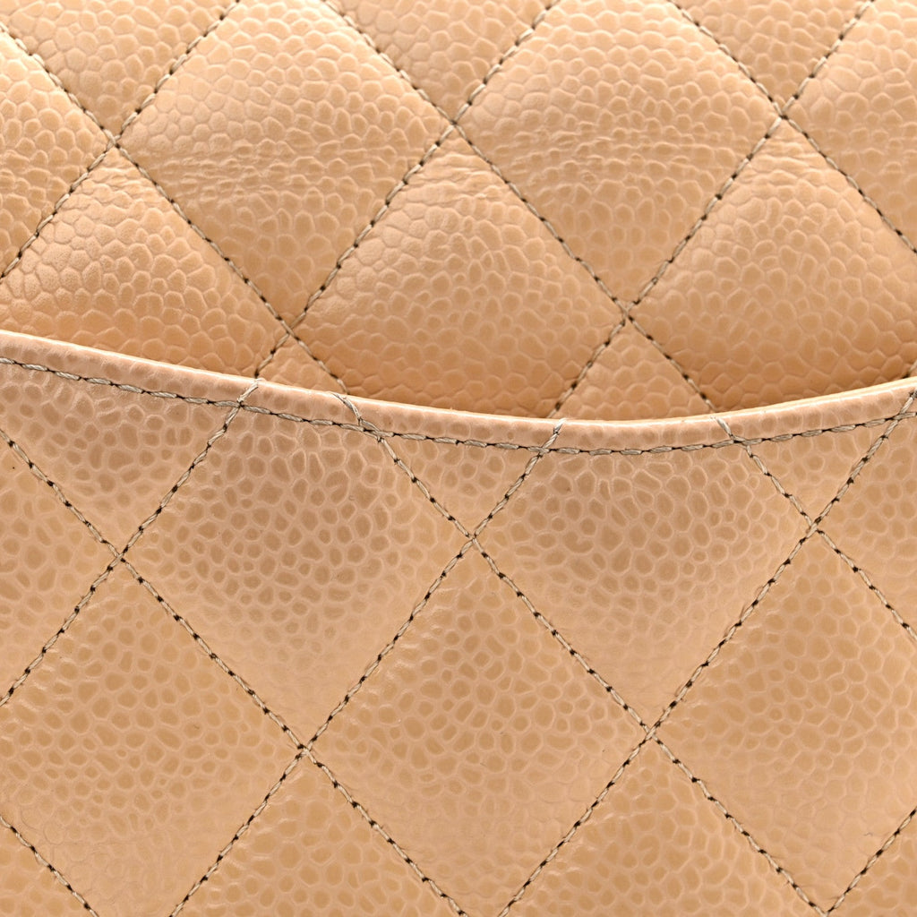Chanel Caviar Quilted Small Double Flap Beige