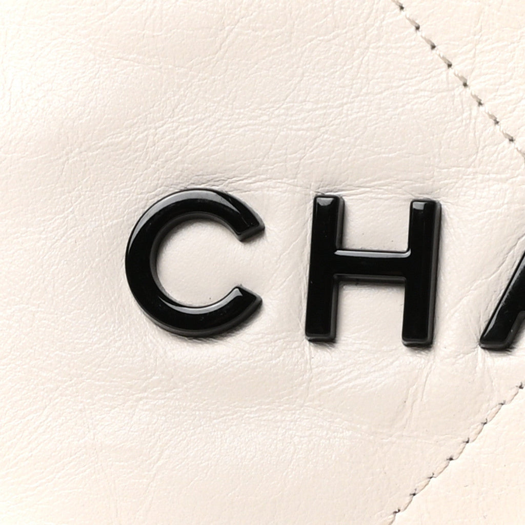 Chanel Shiny Calfskin Quilted Small Chanel 22 White Black