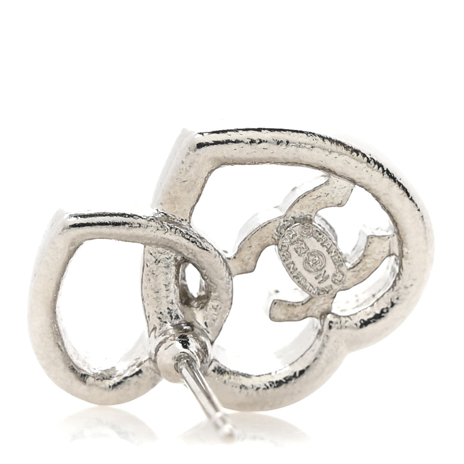 Crystal CC Heart Earrings Silver
