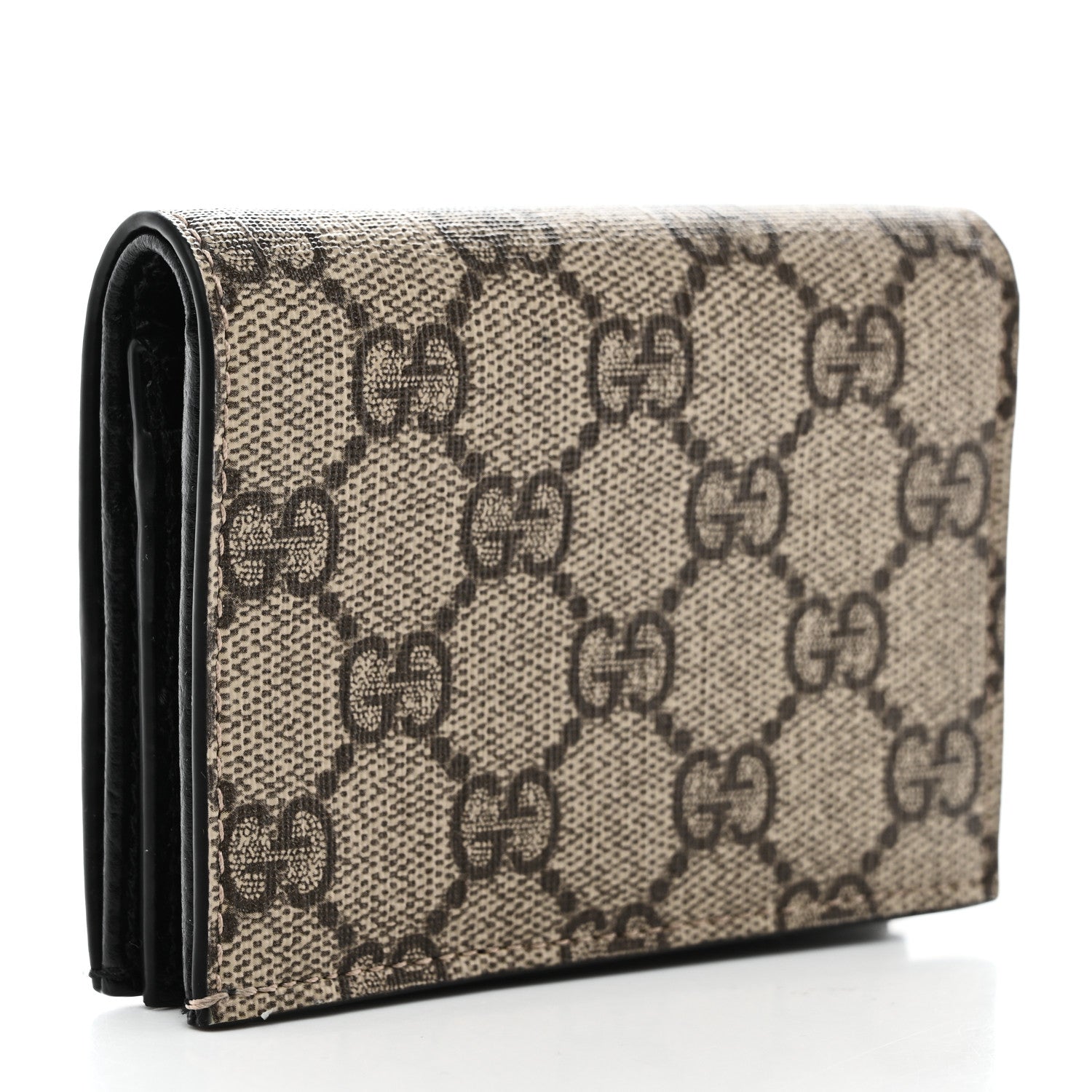 Gucci Dollar Calfskin GG Supreme Monogram GG Marmont Card Case Black Beige Ebony