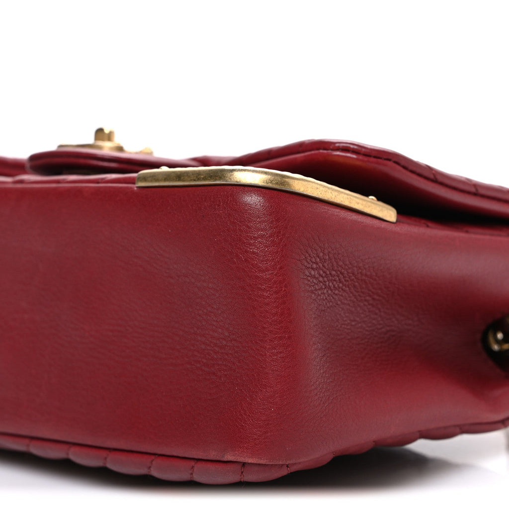 Chanel Calfskin Chevron Quilted Mini Rock The Corner Flap Red