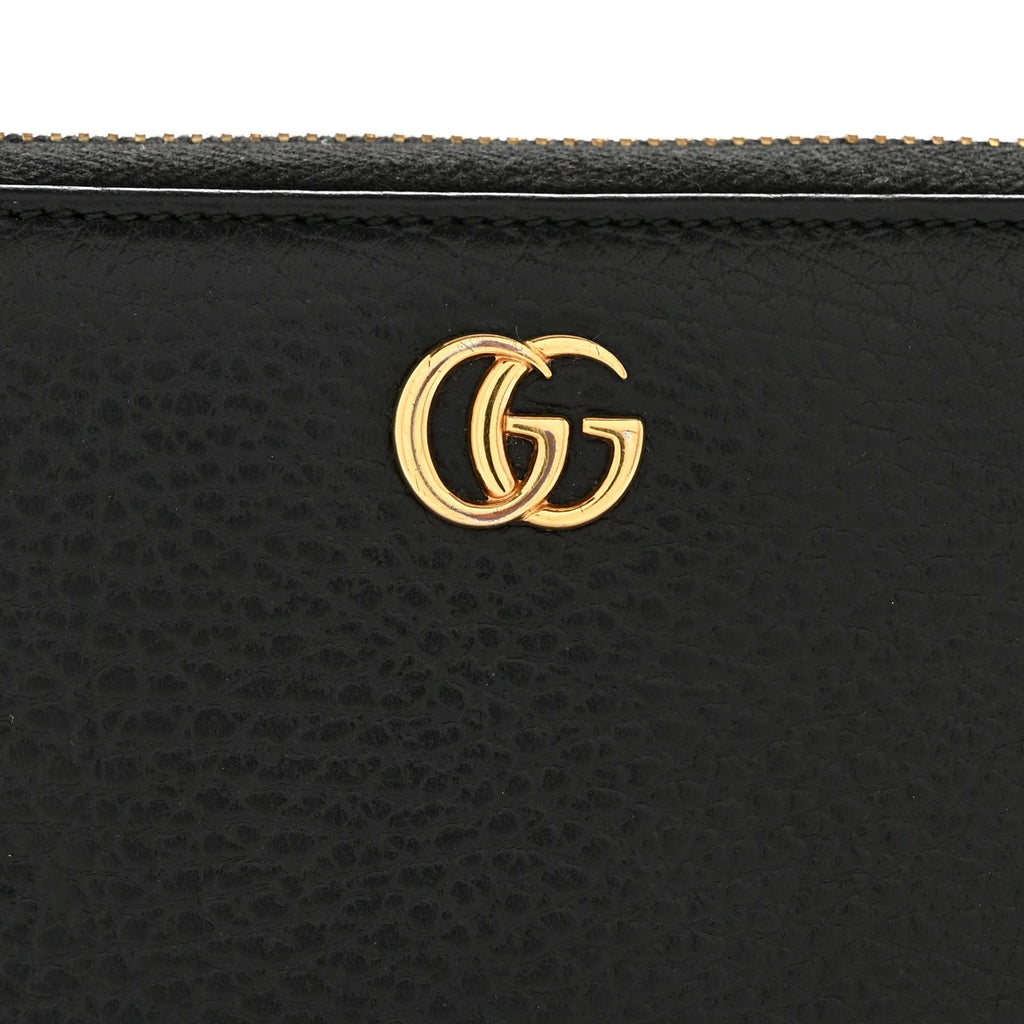 Gucci Dollar Calfskin GG Marmont Zip Around Wallet Black