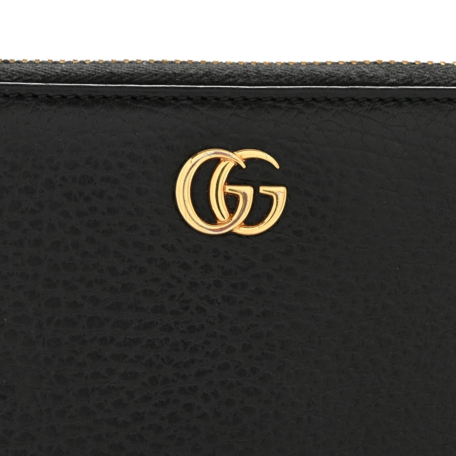 Gucci Dollar Calfskin GG Marmont Zip Around Wallet Black