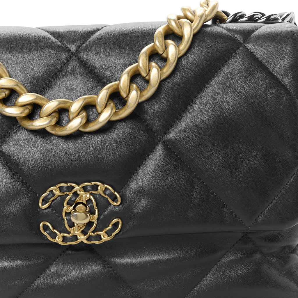 Chanel Lambskin Quilted Large Chanel 19 Flap Navy Blue
