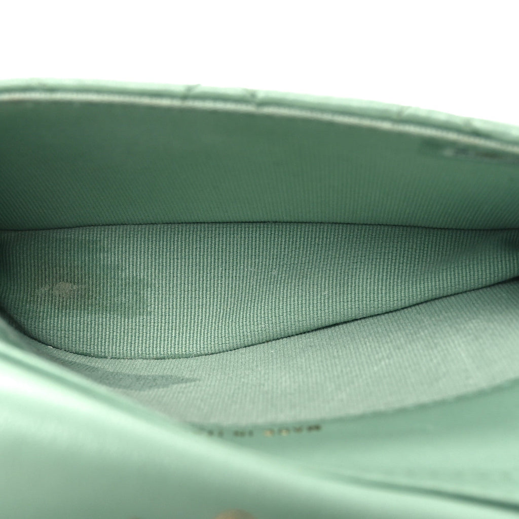 Chanel Lambskin Resin Quilted Mini Heart Flap Light Green
