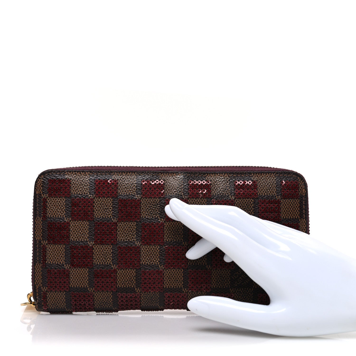 Louis Vuitton Damier Paillettes Zippy Wallet Red