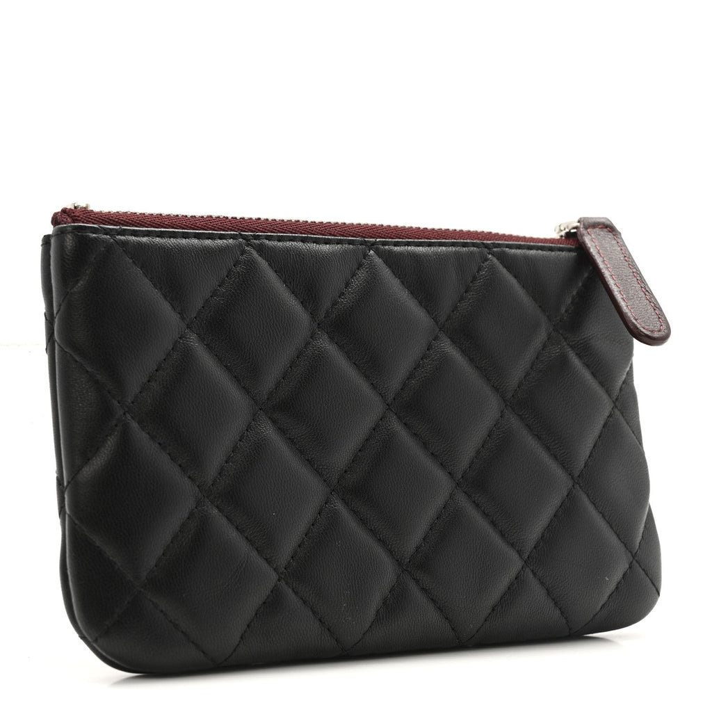 Lambskin Quilted Small Cosmetic Case Black