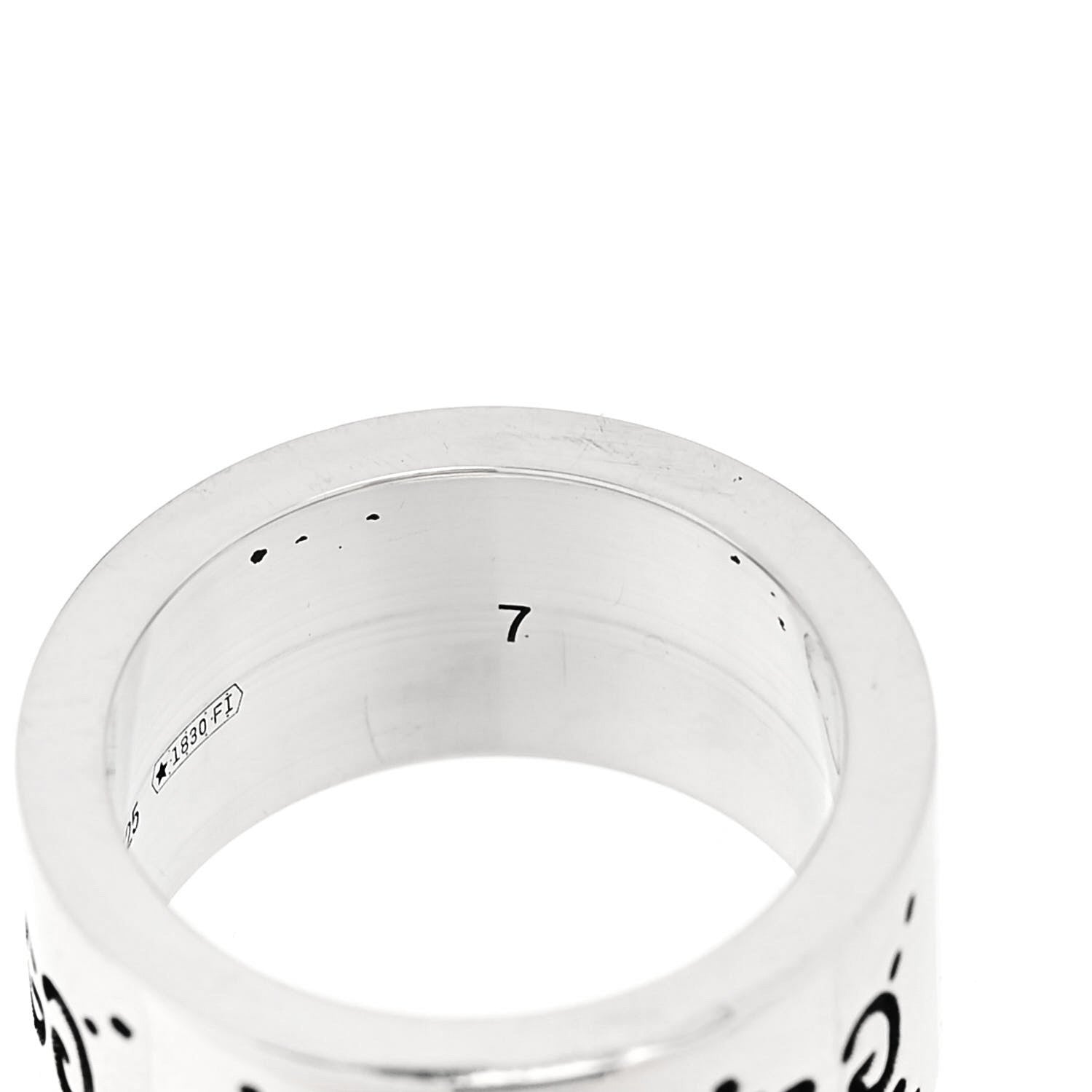 Gucci Sterling Silver GucciGhost Hamlet Skull Band Ring 47 4