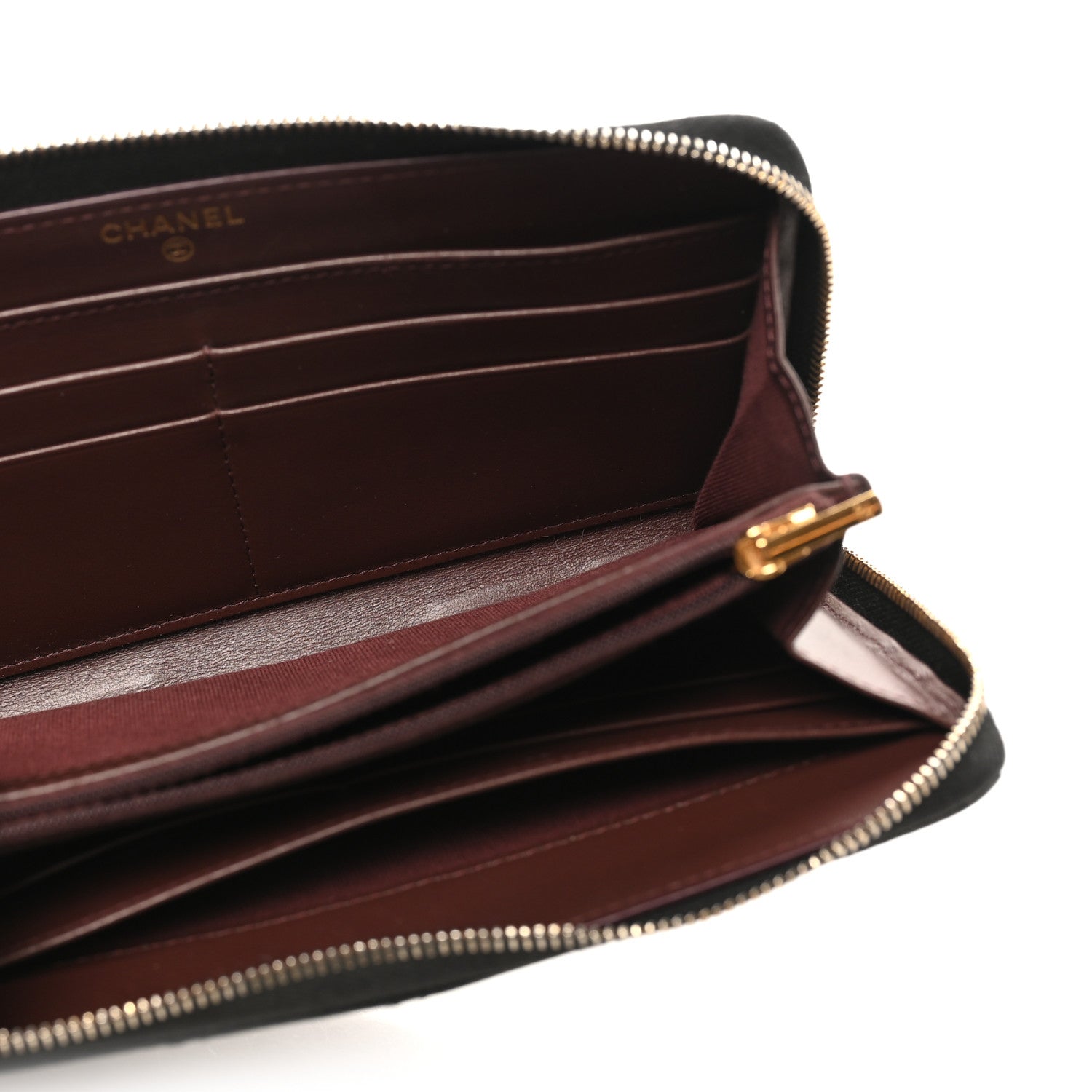 Caviar Quilted Large Gusset Zip Around Wallet Black