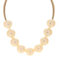 Metal Giant Pearl Choker Necklace Gold White