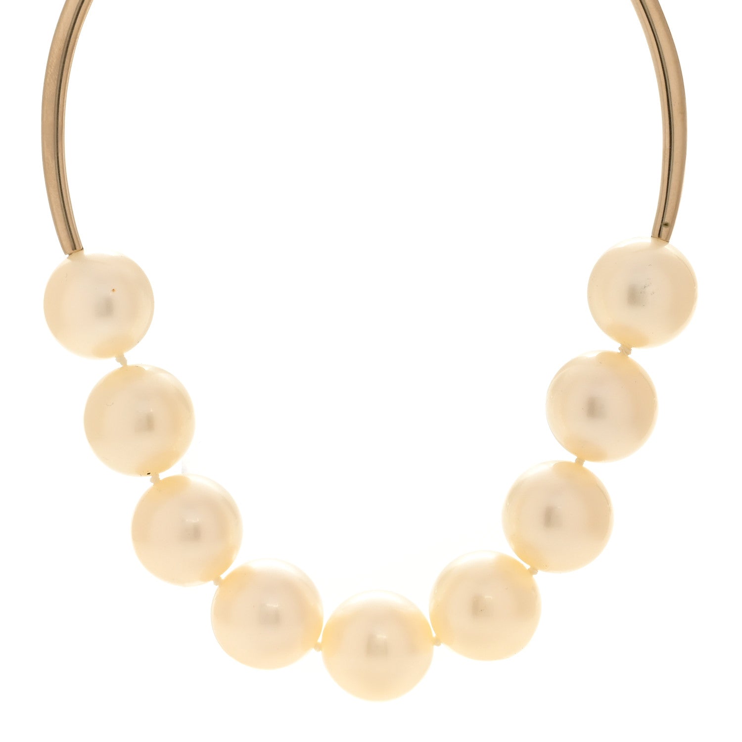 Metal Giant Pearl Choker Necklace Gold White