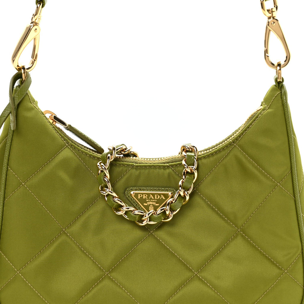 Prada Re-Nylon Saffiano Stitched Mini Re-Edition 1995 Chaine Shoulder Bag Edera