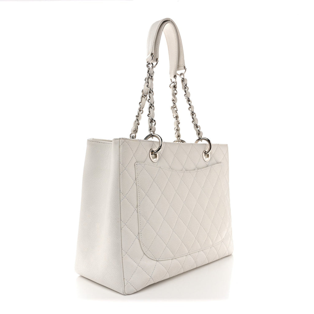 Chanel Caviar Quilted Grand Shopping Tote GST White